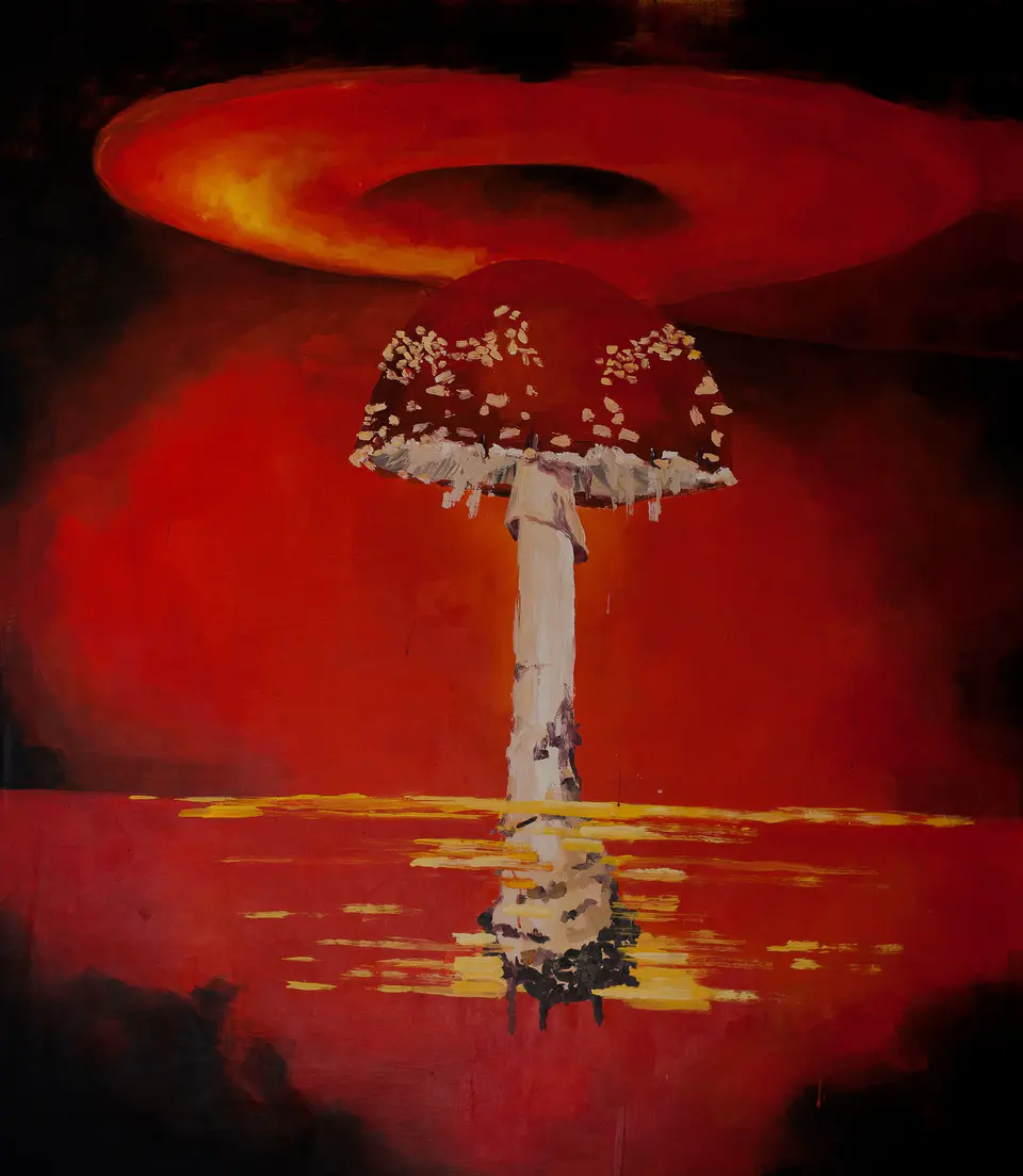 Barbara Kastelec: Atomske gobe (Romeo/Rdeča mušnica), slikarsko delo