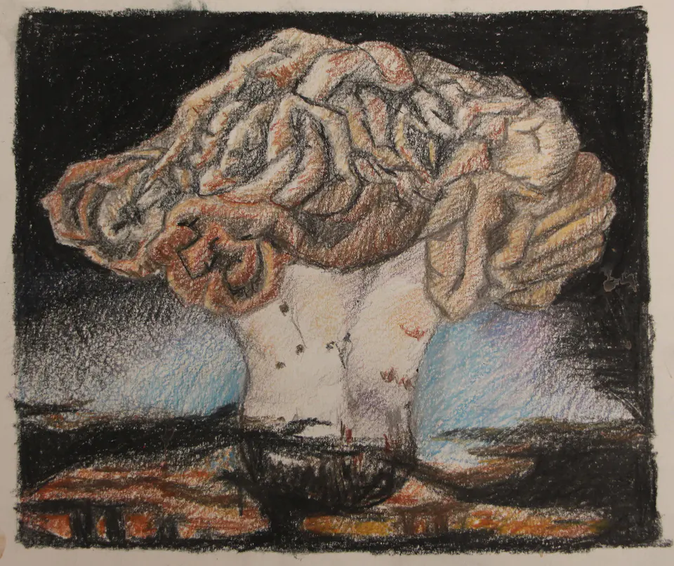 Barbara Kastelec: Atomske gobe (Sketch for Ivy Mike), slikarsko delo