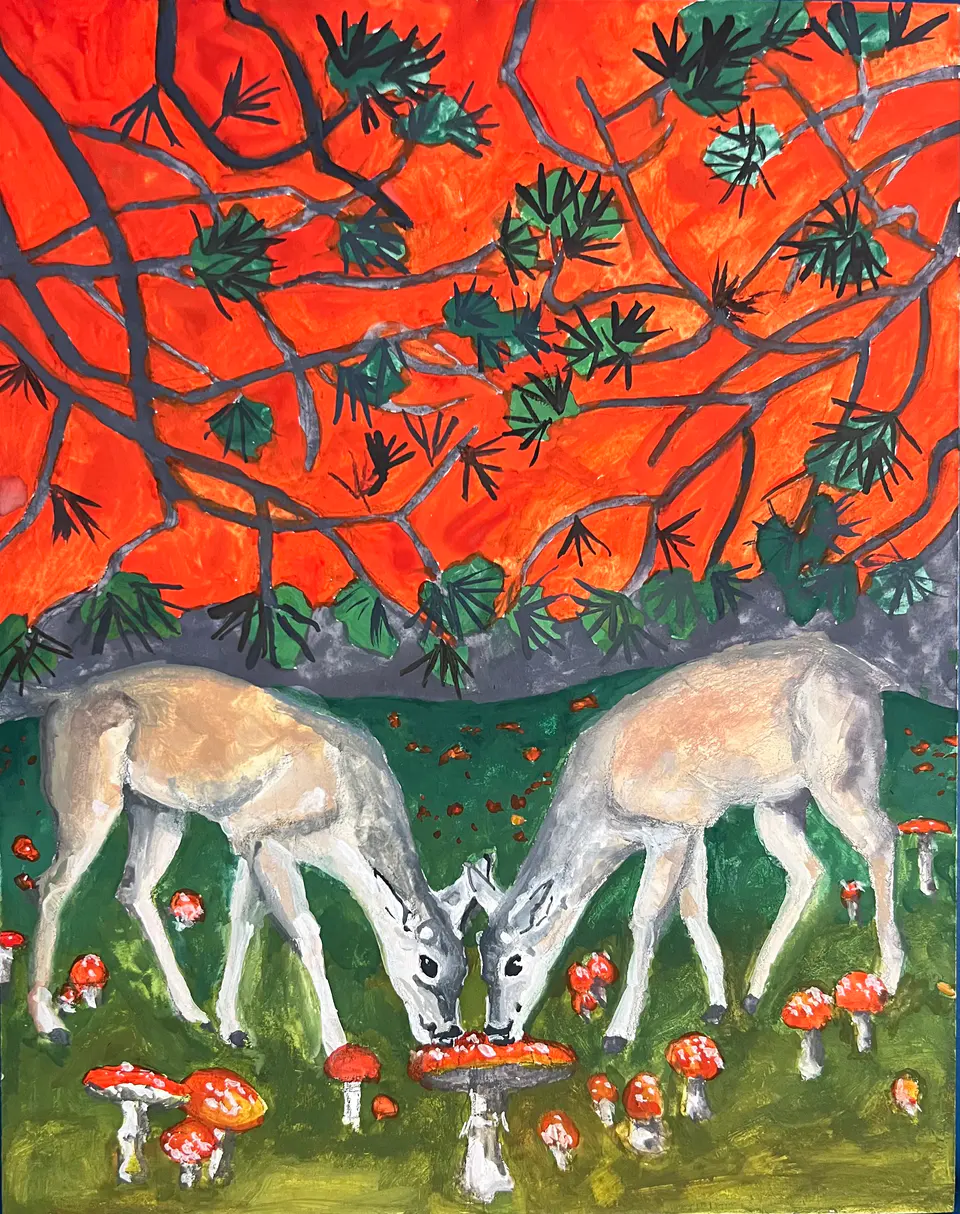 Barbara Kastelec: Fungivori (Srni), gvaš na lesu