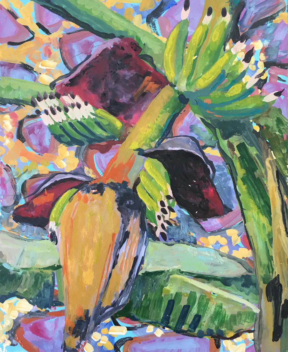 Barbara Kastelec: Rastlinske celice (Banana), gvaš