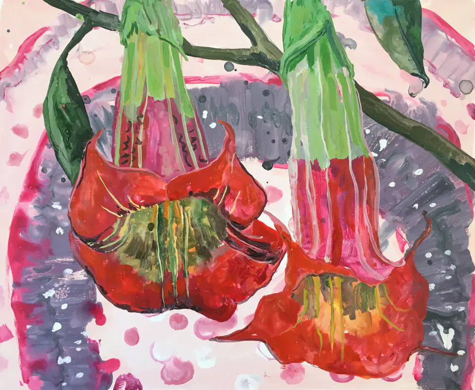 Barbara Kastelec: Rastlinske celice (Datura), gvaš