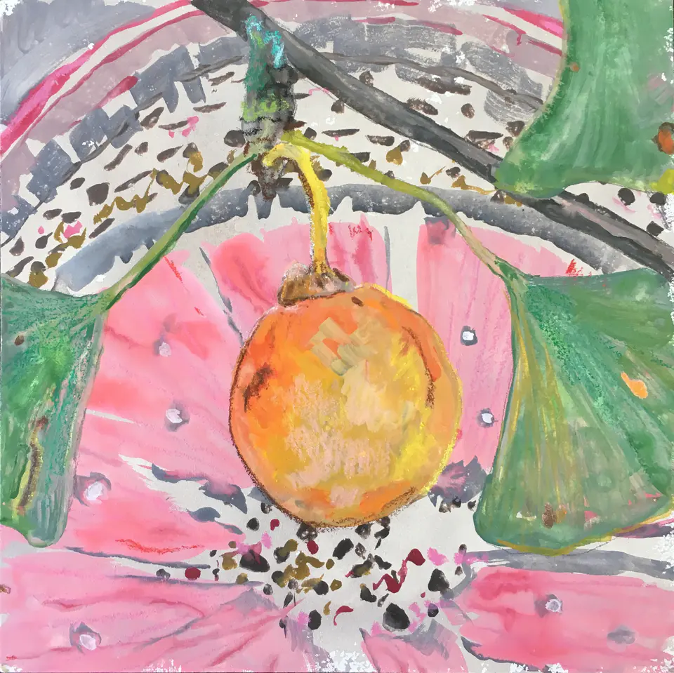 Barbara Kastelec: Rastlinske celice (Ginko), gvaš