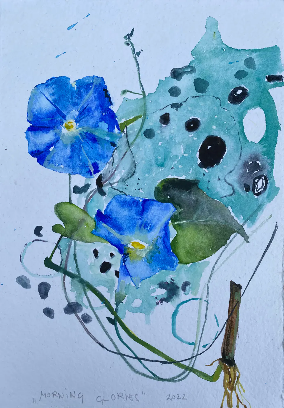Barbara Kastelec: Rastlinske celice (Morning glory-skica), akvarel