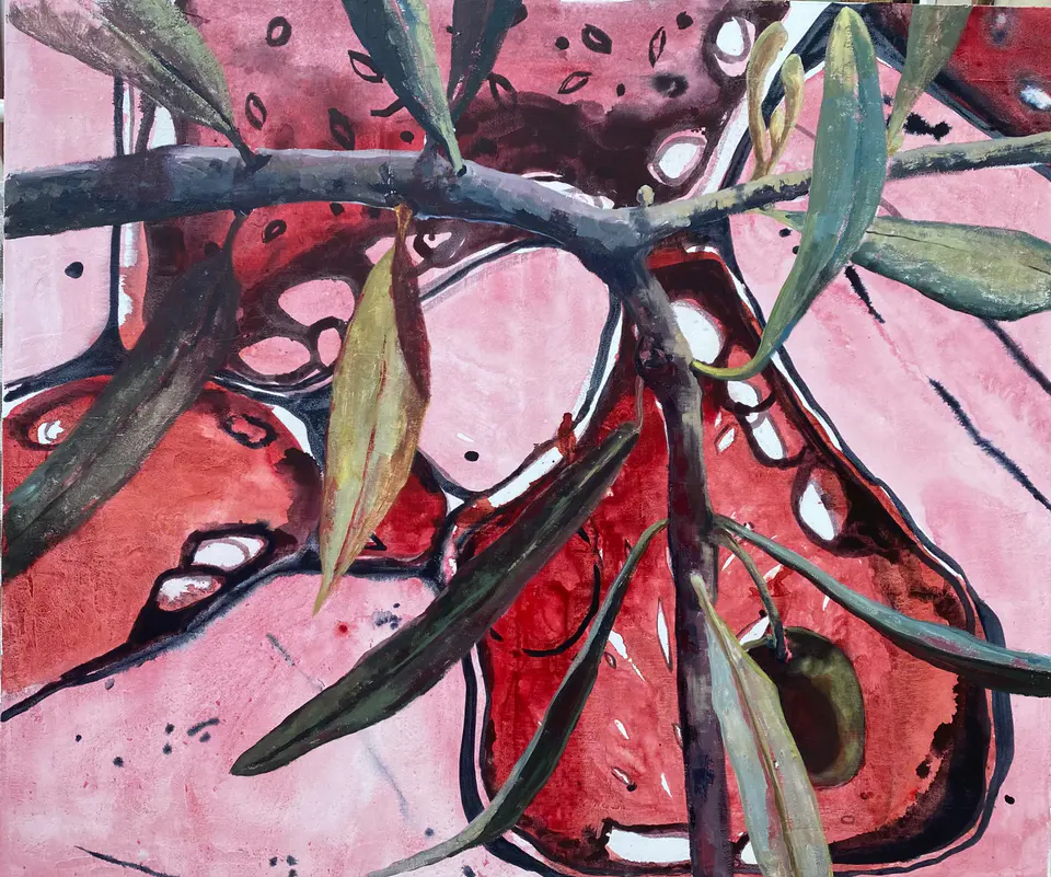 Barbara Kastelec: Rastlinske celice (Olea europaea sativa), akril