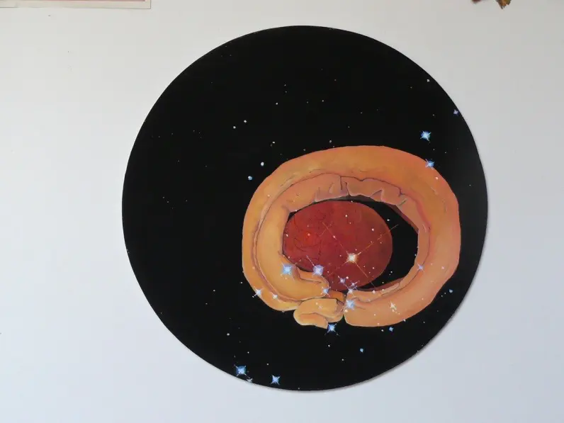 Barbara Kastelec: Semena (Acacia cyclops/Red nebula (2014)
gvaš na platnu), gvaš
