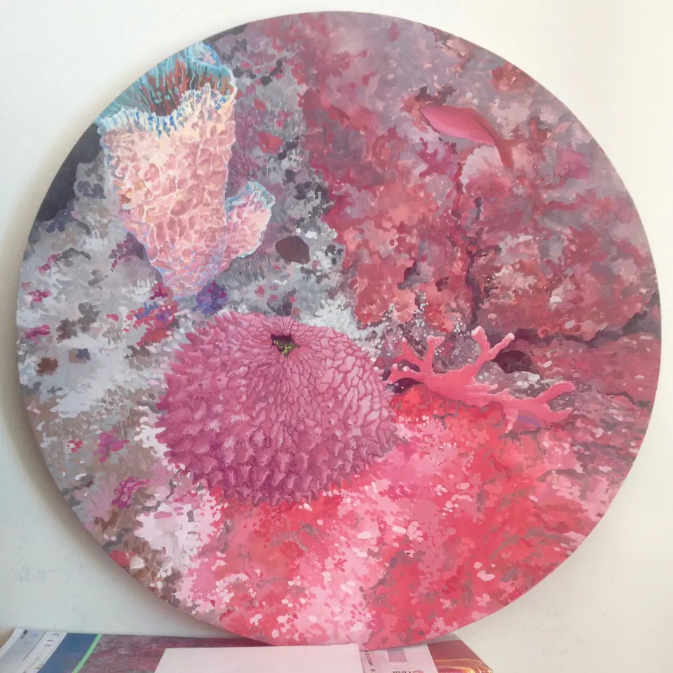 Barbara Kastelec: Semena (Antirrhinum orontium / Echinochalina sp. (2015)
gvaš na platnu), gvaš