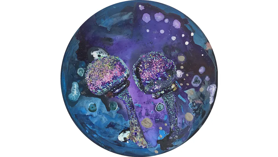 Barbara Kastelec: Življenje; Sluzavci (Elaeomyxa cerifera), mešana tehnika
